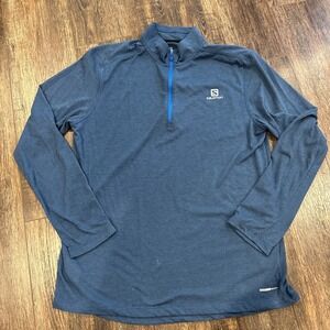 Saloman Advanced Skin Active Dry Men's 1/4 Zip Pullover Blue Size LG